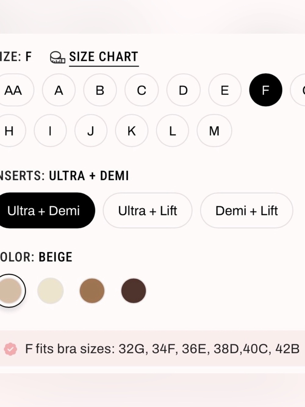 BOOMBA Demi Boost Inserts in Beige Tone, Size F - Picture 7 of 13